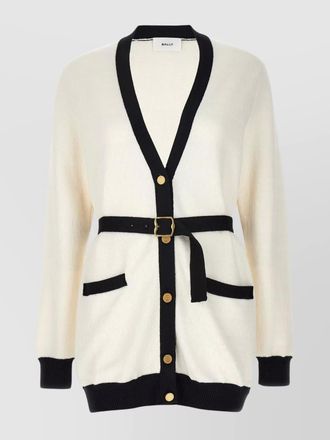 Bally logo jacquard belted cardigan