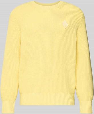 Lacoste Regular Fit Pullover aus Baumwoll-Mix Modell COTES PERLES in Hellgelb, Gr&ouml;&szlig;e XXXL