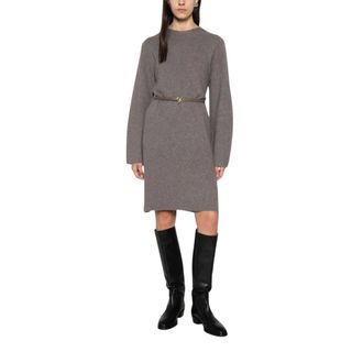Fabiana Filippi Abito Midi in Misto Lana - - Dresses - Donna - Marrone - S