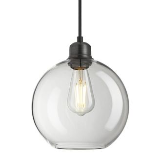 Industville Orlando Clear Glass Globe Pendant - 9 Inch in Grey | Size: 9 inches