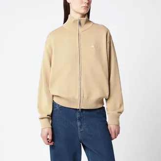 Carhartt Work in Progress Felpa zip cardigan in maglia di cotone Dusty Brown