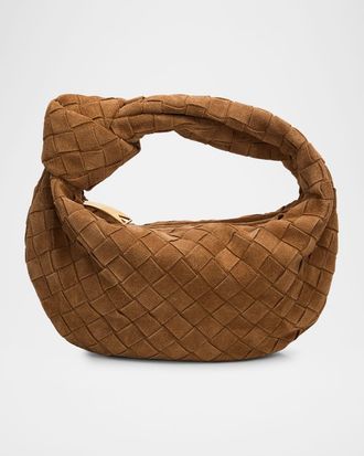 Bottega Veneta Jodie Knot-Embellished Suede Top-Handle Bag