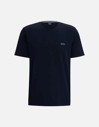 HUGO BOSS Mens Cotton Embroidered Logo Dark Blue T-Shirt - Black - Size: 40