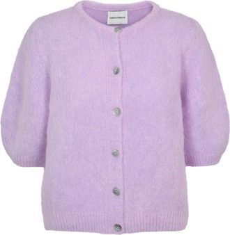 Americandreams Susan Short Sleeve Cardigan - Dames - Vesten - Paars - M - Truien & Vesten