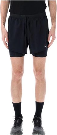 Nike Stride Hybrid 5in Running Shorts - Heren - Hardloop korte broeken - Zwart - S - Polyester - Fitness