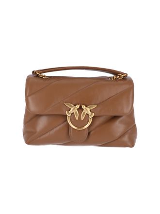 Pinko Brown Love Puff Calfskin Shoulder Bag