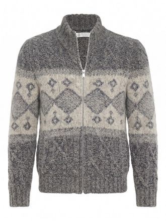 Brunello Cucinelli Wool Silk Cashmere Blend Cardigan