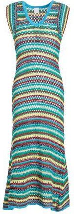 8 by YOOX COTTON BLEND OPEN WORK LONG DRESS