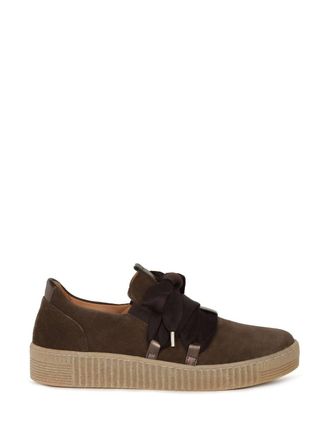Gabor Womens Bow Suede Sneaker In Brown