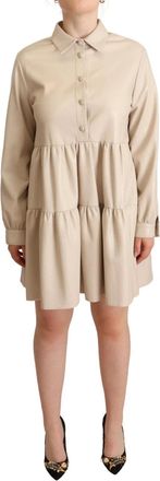 Jucca Leather Long Sleeves Colla A-line MiniWomens Dress (Pre-Owned)