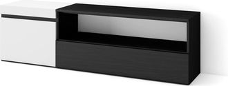 Skraut Home Skraut Home - Mueble Tv, Televisi&oacute;n, Muebles De Sal&oacute;n, Almacenaje, 150x45x35cm, Para Tv Hasta 65, Con Almacenamiento, Estilo Moderno, Blanco Y Negro