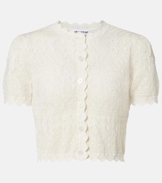 Self Portrait Pointelle cropped cardigan