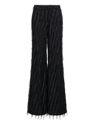Roberto Cavalli Broek met metallic-effect en franje - Zwart