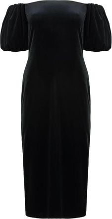 Ralph Lauren Midi Velvet Jurk - Dames - Casual kleedjes - Zwart - 2XS - Polyester - Kleedjes