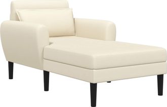 vidaXL Chaise Longue Crema Velluto Granulato Vidaxl