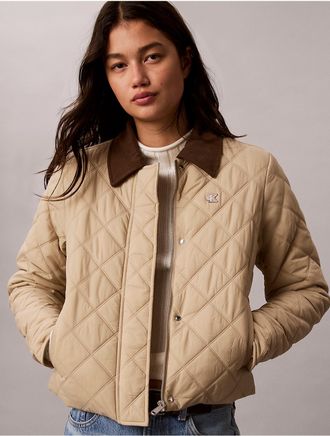 Calvin Klein Jeans Calvin Klein Womens Mixed Media Liner Jacket - Brown - XL