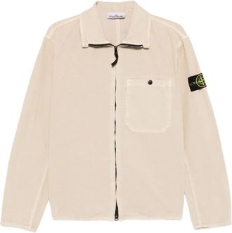 Stone Island patch-pocket zip overshirt - men - Cotton - L - Neutrals