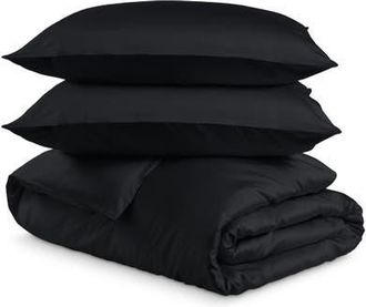 Bare Home Cooling Rayon Duvet Cover Set in Black at Nordstrom, Size California King