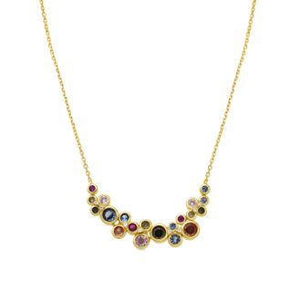 Luxenter ketting in 925 sterling zilver en multicolor zirkonia, afgewerkt in 18 karaats geel goud - Hambio