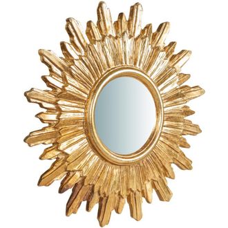 Biscottini International Specchiera da appendere 52X52 cm Specchio ingresso e soggiorno Specchiera rotonda Specchio da parete in legno finitura oro
