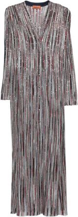 Missoni Grey Stripes V Neck Maxi Dress