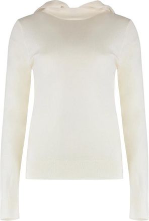 P.A.R.O.S.H. Luxe Wol Zijde Kasjmier Gebreide Hoodie - Dames - Hoodies - Wit - XS - Wol - Hoodies & sweatvesten