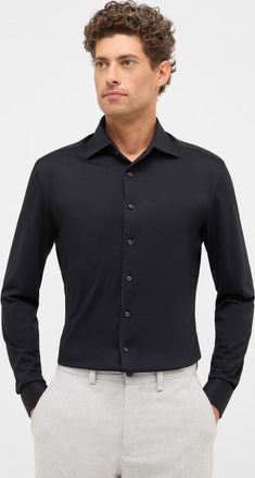 Eterna Langarmhemd ETERNA SLIM FIT, Herren, Gr. 39, Normalgr&ouml;ssen, schwarz, 58% Baumwolle, 42% Polyester, schmal, Manschette, Hemden Langarmhemd, NON IRON (b