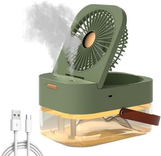 OEM Ventilador De Mesa 3 En 1: Ventilador Usb Con Humidificador Y Luz Nocturna, Bater&iacute;a De 1200 Mah, 3 Velocidades, 2,5 Litros De Capacidad, Humidificador