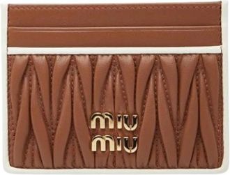 Miu Miu Pre-owned Business Card Case - Dames - Vintage Accessoires - Bruin - ONE Size - Leer - Vintage