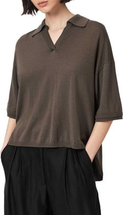 AllSaints Bern Merino Wool Polo in Sage Green at Nordstrom, Size X-Small