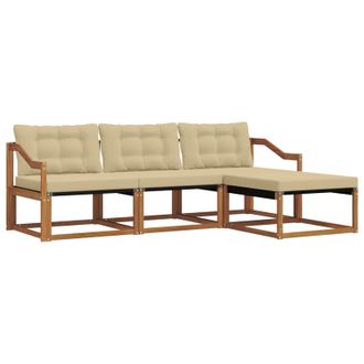 vidaXL Conjunto De Sof&aacute;s De Exterior Con Coj&iacute;n 4 Pcs Natural Y Beige Vidaxl