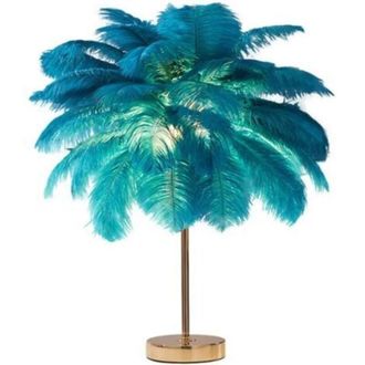 OEM L&aacute;mpara De Mesa Con Plumas De Avestruz, 55 Cm - 3 Colores De Luz - Control T&aacute;ctil - Recargable Por Usb - Elegante Para Sal&oacute;n Y Dormitorio -crezuo