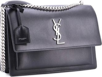 Saint Laurent Sunset leren crossbodytas - Zwart