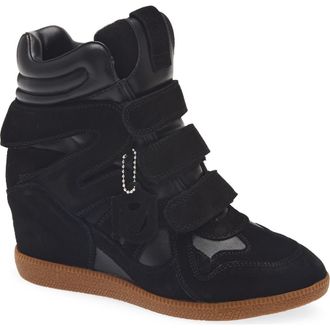 Steve Madden Mavis Wedge High Top Sneaker in Black Sued at Nordstrom, Size 5.5