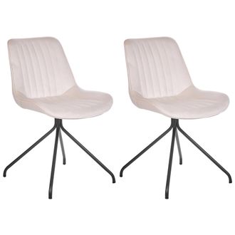 Beliani Beliani - Conjunto De 2 Sillas De Terciopelo Beige Acolchado Sin Reposabrazos Navasota