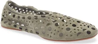 Alaia Neo Vienne Perforated Ballet Flat in Vert Cendre at Nordstrom, Size 38
