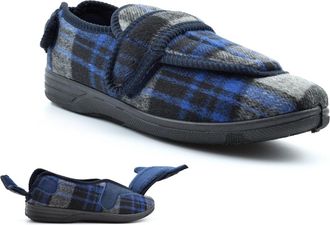 Generic Mens Wide Fit Slippers Mens Wide Open Slippers Size 6 Boys Slipper Size 10 Touch Fastening Slipper Touch Fastening EE Width Sizes 6-12 Navy 11 UK