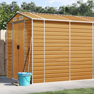 vidaXL Caseta De Jard&iacute;n Acero Galvanizado Marr&oacute;n Claro 191x470x198 Cm Vidaxl