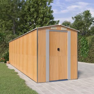 vidaXL Cobertizo Jard&iacute;n Acero Galvanizado Marr&oacute;n Claro 192x772x223 Cm Vidaxl