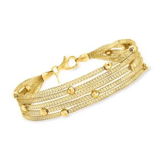 Ross-Simons Italian 18kt Gold Over Sterling Multi-Strand Mesh Bracelet