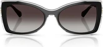 Michael Kors Malaga 53mm Gradient Butterfly Sunglasses in Black /Grey Gradient Black at Nordstrom