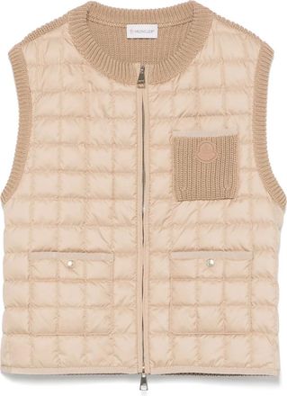 Moncler Gilet met tricot vlak - Beige