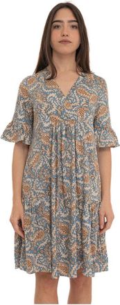Max Mara Mini Jurk - Dames - Korte kleedjes - Veelkleurig - 2XL - Katoen - Kleedjes