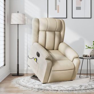 vidaXL Vidaxl - Sill&oacute;n De Masaje El&eacute;ctrico Reclinable Elevable Tela Crema