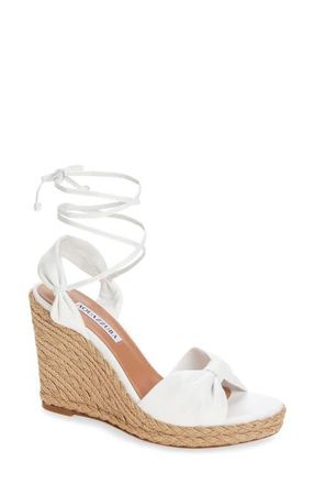 Aquazzura Carina Espadrille Wedge Sandal in Optic White at Nordstrom, Size 7.5Us