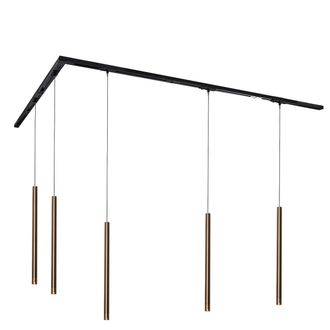 QAZQA Moderno Sistema De Iluminaci&oacute;n De Riel Moderno Con 5 Luces Colgantes Bronce Oscuro 1-fase - Iconic Frini Aluminio /acero /pl&aacute;stico Alargada Adecuado P