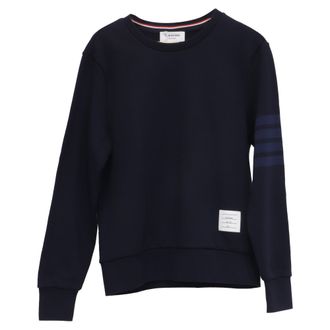 Thom Browne 4-Stripe Sweatshirt in Navy Blue Cotton