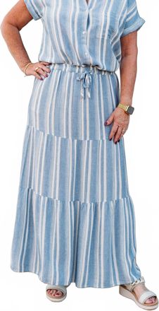 Thread & Supply Womens Benny Skirt In Blue Ivory Stripe