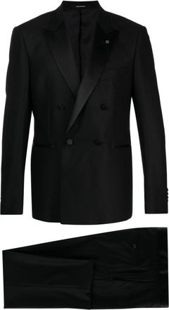 Tagliatore peak-lapels double-breasted suit - men - Elastane/Virgin Wool/Viscose/Modal/Cotton/Cupro - 50 - Black