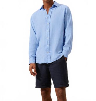Love Brand & Co. Mens Abaco Solid Linen Shirt In Sky Blue